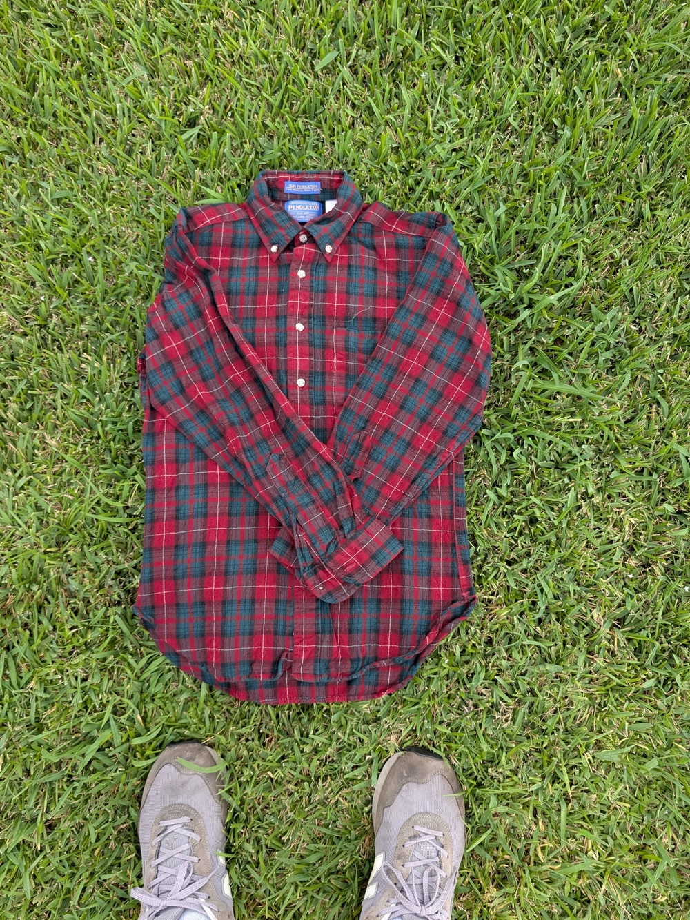 Sir Pendleton Wool Button-Down Shirt Size S or youth S Red Green Plaid is